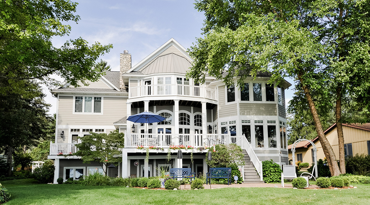 Freshly painted exterior of a house.