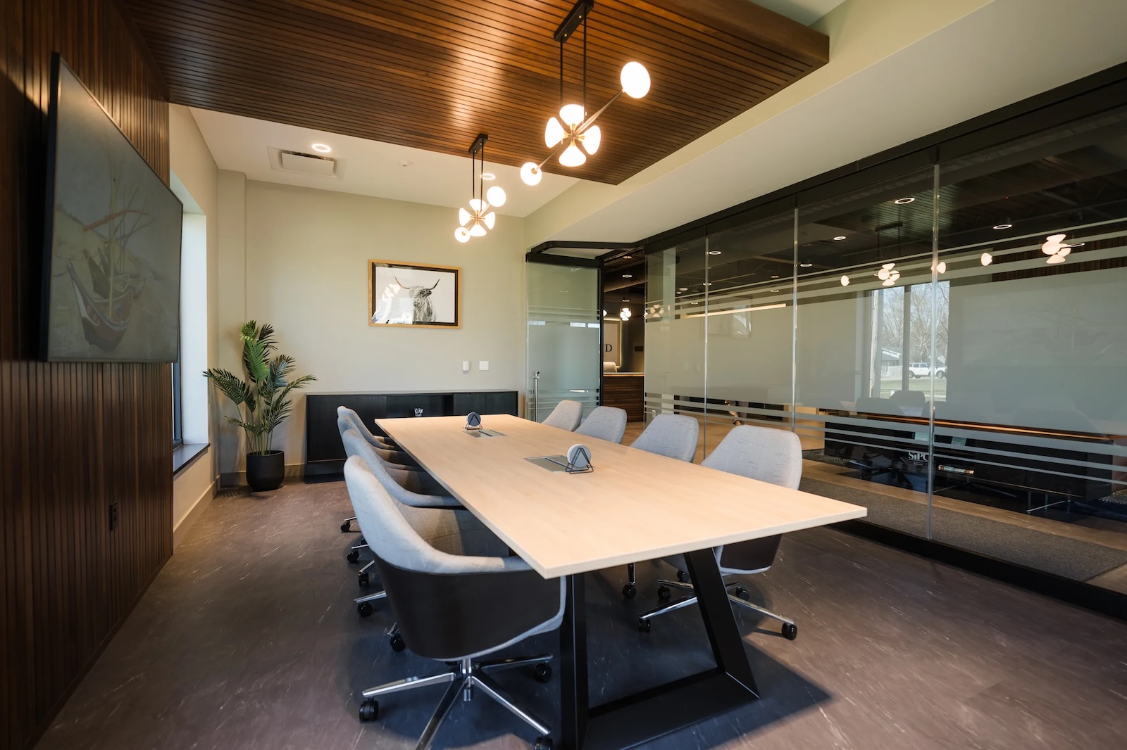 Professionally painted modern conference room in Kalamazoo, Michigan