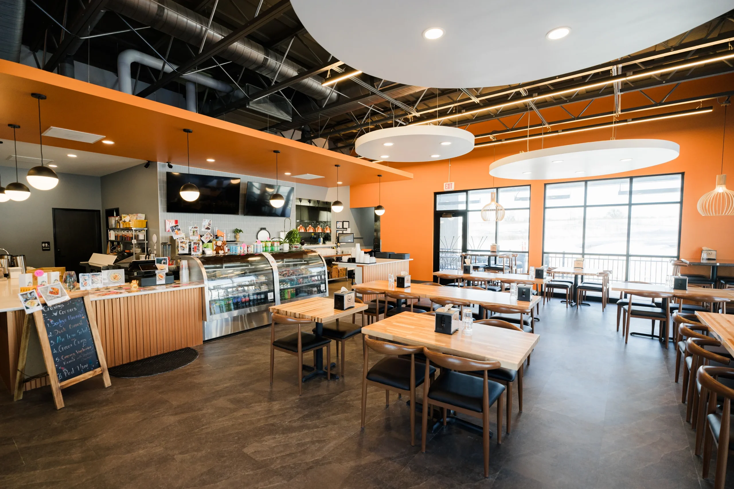 Finished commercial painting at Cravings restaurant in Texas Township, Michigan